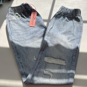 Blank NYC Jeans Girls Blue Jeans Ripped Distressed Pull on Denim